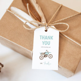 Ljusblå Dirt Bike Födelsedagspresent Tag Presentetikett