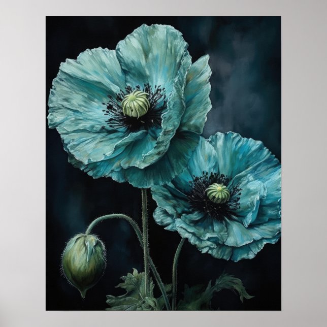 Ljusblå diskettblommor Art Skriv ut Poster (Framsidan)