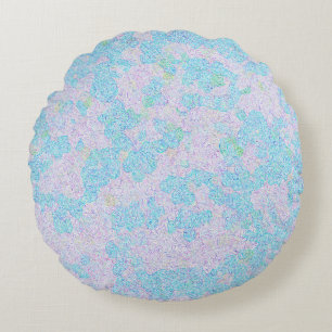 Ljusblå elegant mönster aqua rund kudde