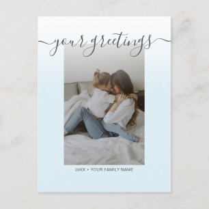 Ljusblå Elegant skriftfamilj Fotohälsningar Vykort