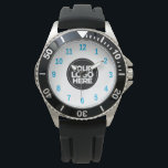 Ljusblå | Enkel Professionell för Logotyp för före Armbandsur<br><div class="desc">Skapa din egen Business Logotyp Light Blue Simple Professionell Watch! Lägg till företagets logotyp,  foto eller valfri bild. En ren och modern design i svart och vitt färg,  helt anpassade,  för ett tydligt utseende och snyggt.</div>