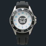 Ljusblå | Enkel Professionell för Logotyp för före Armbandsur<br><div class="desc">Skapa din egen Business Logotyp Light Blue Simple Professionell Watch! Lägg till företagets logotyp,  foto eller valfri bild. En ren och modern design i svart och vitt färg,  helt anpassade,  för ett tydligt utseende och snyggt.</div>