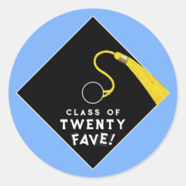 Ljusblå examen klass 2025 runt klistermärke