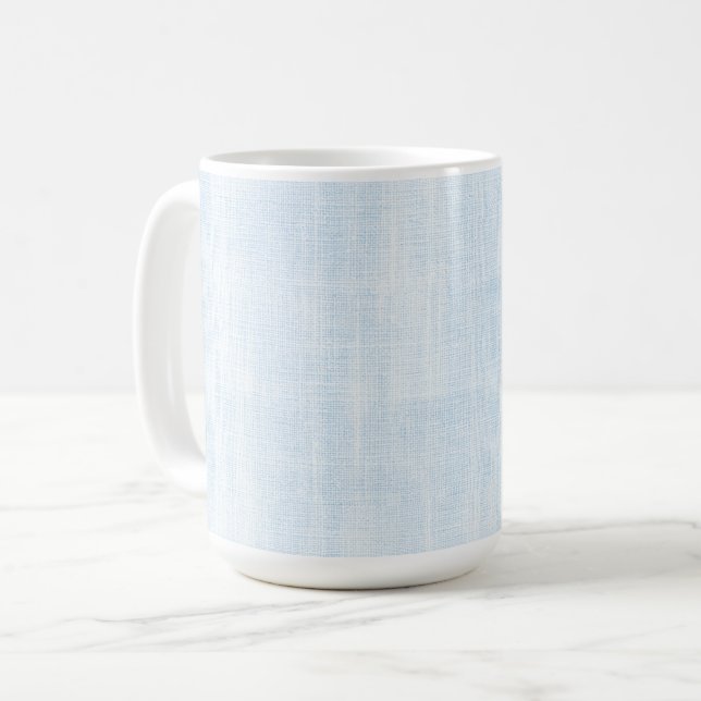 Ljusblå Falsk Linne Bröllopsdusch Kaffemugg (Framsida vänster)