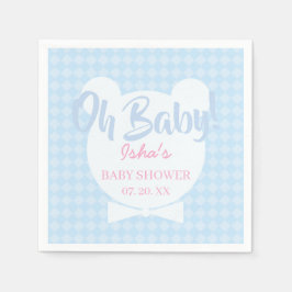 Ljusblå flugband Björn baby Shower Pappersservett