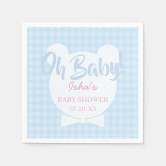 Ljusblå flugband Björn baby Shower Pappersservett