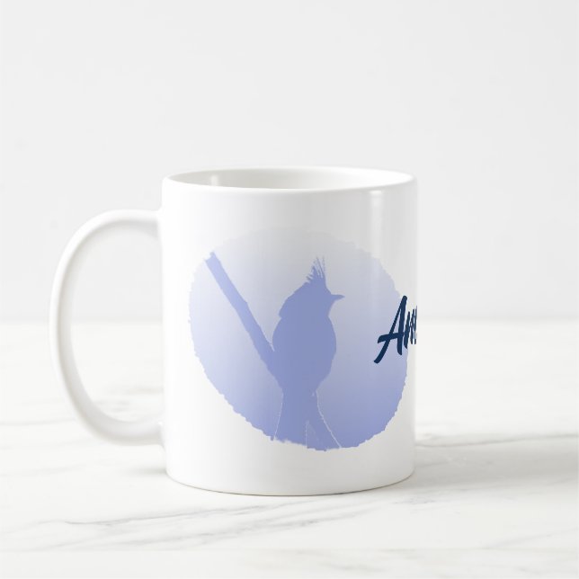 Ljusblå, fredlig natur Bird Silhouette Kaffemugg (Vänster)