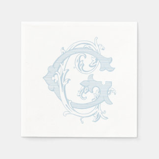 Ljusblå "G" monogram cocktailsservetter Pappersservett