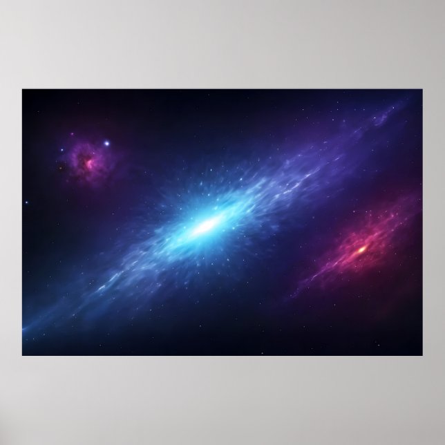 Ljusblå galax supernova yttre rymden poster (Framsidan)