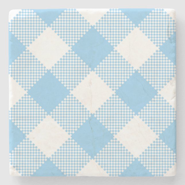Ljusblå Gingham Checked Square Underlägg (Framsidan)