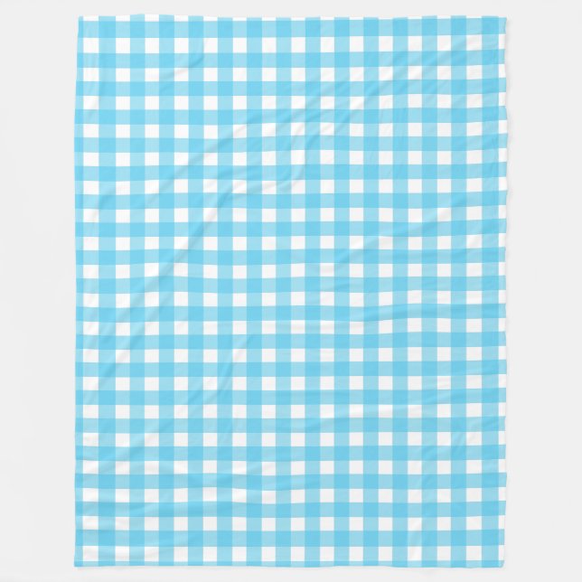 Ljusblå gingham fleecefilt (Framsidan)