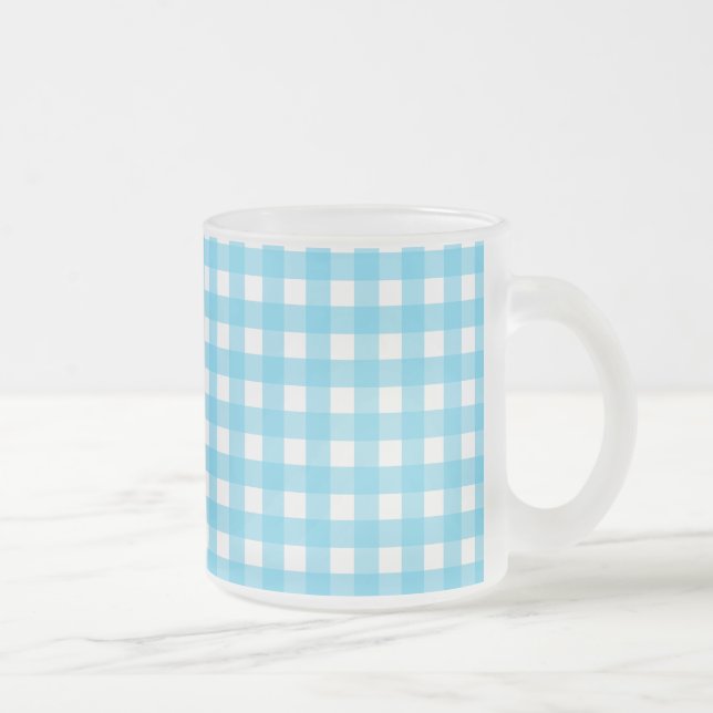 Ljusblå gingham frostad glasmugg (Höger)