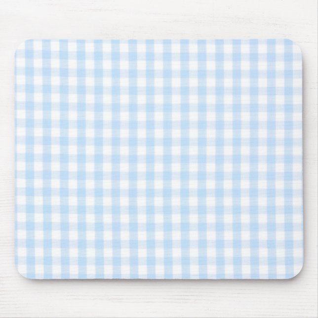 Ljusblå gingham mönster musmatta (Framsidan)