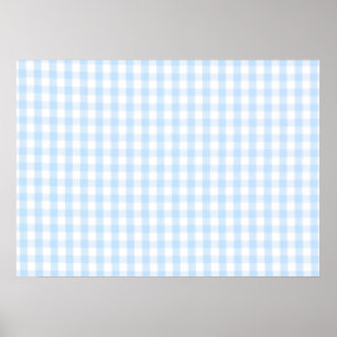 Ljusblå gingham mönster poster