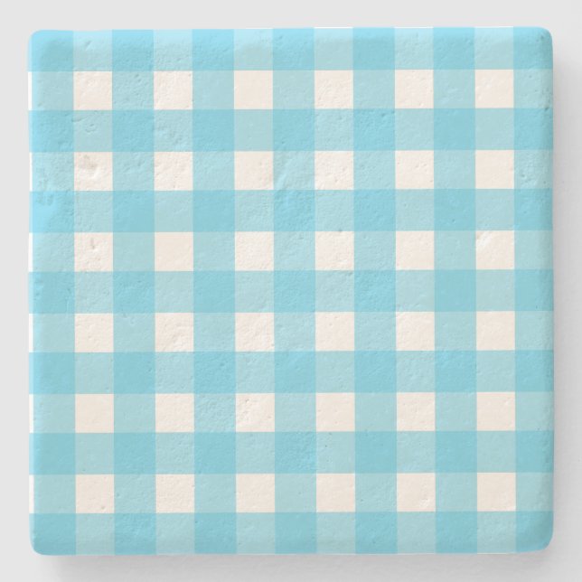 Ljusblå gingham stenunderlägg (Framsidan)