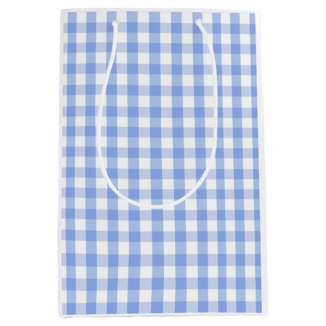 Ljusblå Gingham Trädgårdsfest Presentpåse (Framsidan)