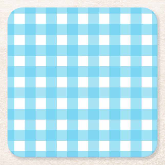 Ljusblå gingham underlägg papper kvadrat (Framsidan)
