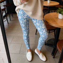 Ljusblå Girafftryckmosaik Leggings