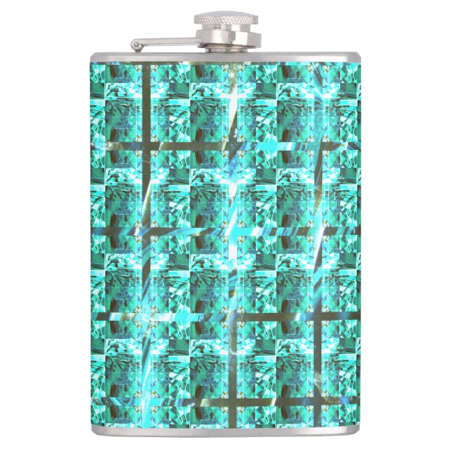 Ljusblå glanskhet, fyrkanter eller bild inuti stöd fickplunta (Framsidan)