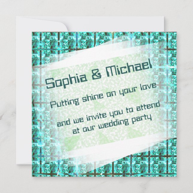 Ljusblå glanskhet, fyrkanter eller bild inuti stöd inbjudningar (Framsida)