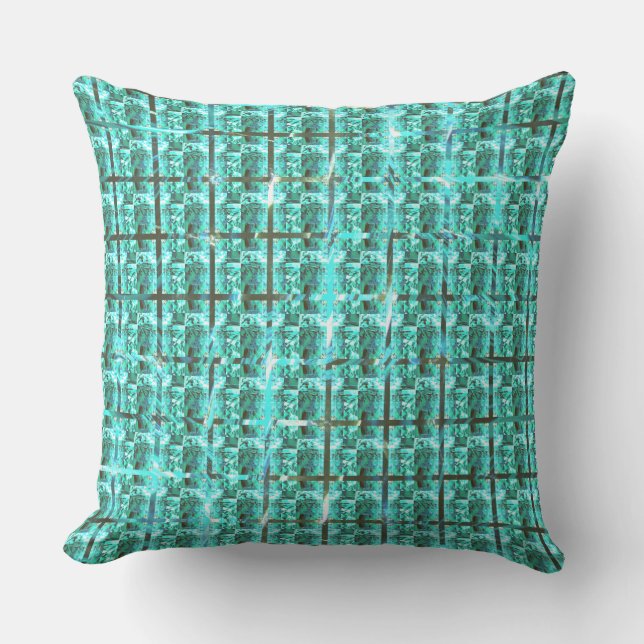 Ljusblå glanskhet, fyrkanter eller bild inuti stöd kudde (Framsida)