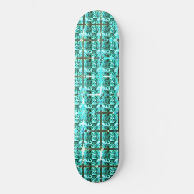 Ljusblå glanskhet, fyrkanter eller bild inuti stöd mini skateboard bräda 18,5 cm (Framsida)
