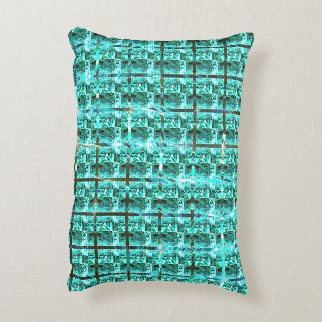 Ljusblå glanskhet, fyrkanter eller bild inuti stöd prydnadskudde (Baksidan(Vertikal))