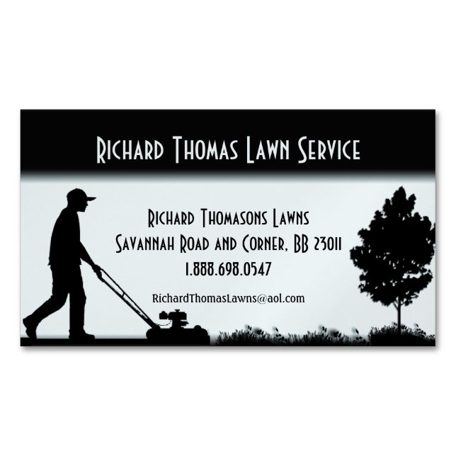 Ljusblå gräsmatta visitkortmagnet (Framsida)