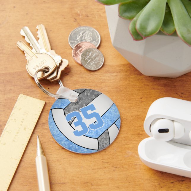 Ljusblå grått-flickor volleyball klubb namn nyckelring (Skrivbord)