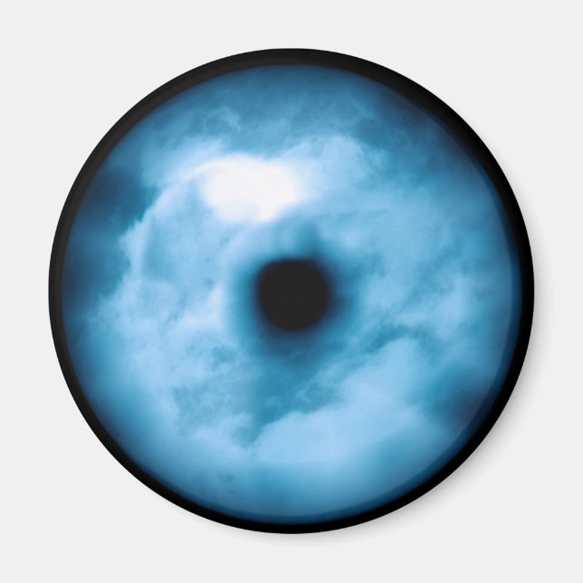 Ljusblå grumlig bild av öga magnet (Framsidan)