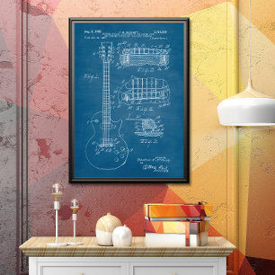 Ljusblå Guitar Patent Poster