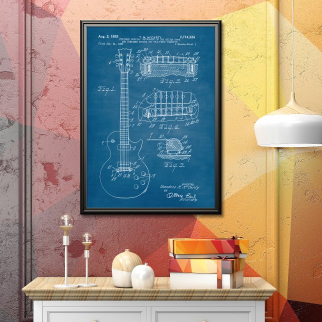 Ljusblå | Guitar Patent Poster (Skapare uppladdad)