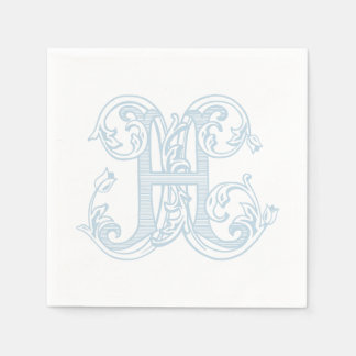 Ljusblå "H" Monogram Drinkservetter Pappersservett
