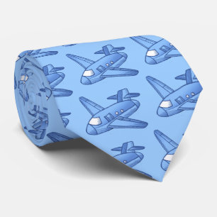 Ljusblå herrkrage med flygplan slips