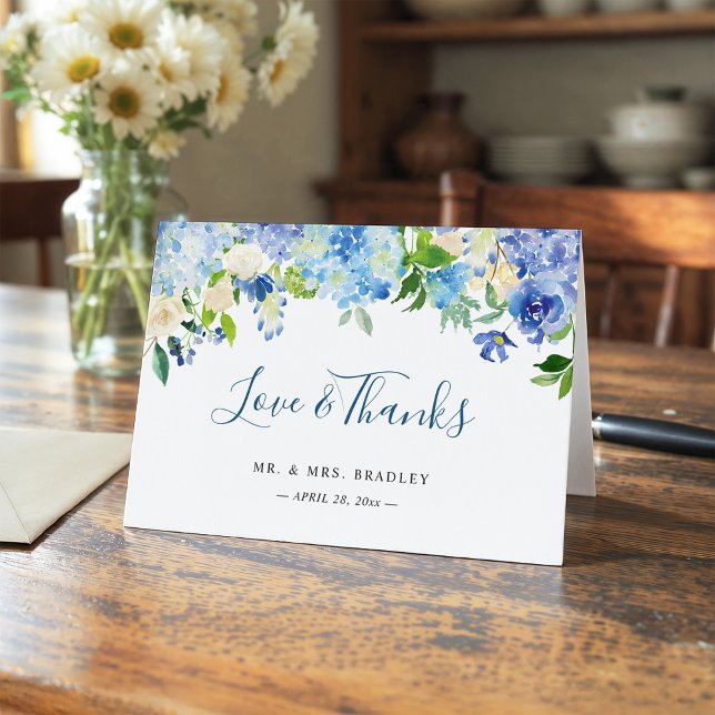 Ljusblå Hydrangea Vattenfärg Blommig Tacksam Tack Kort (Skapare uppladdad)