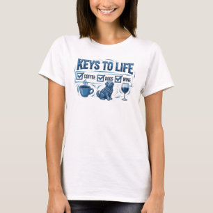 Ljusblå KAFÉ FÖRE VIN Konsttryck T Shirt