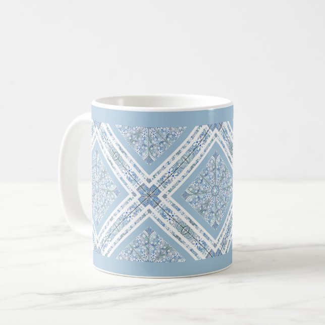 Ljusblå keramisk snöre kaffemugg (Framsida vänster)