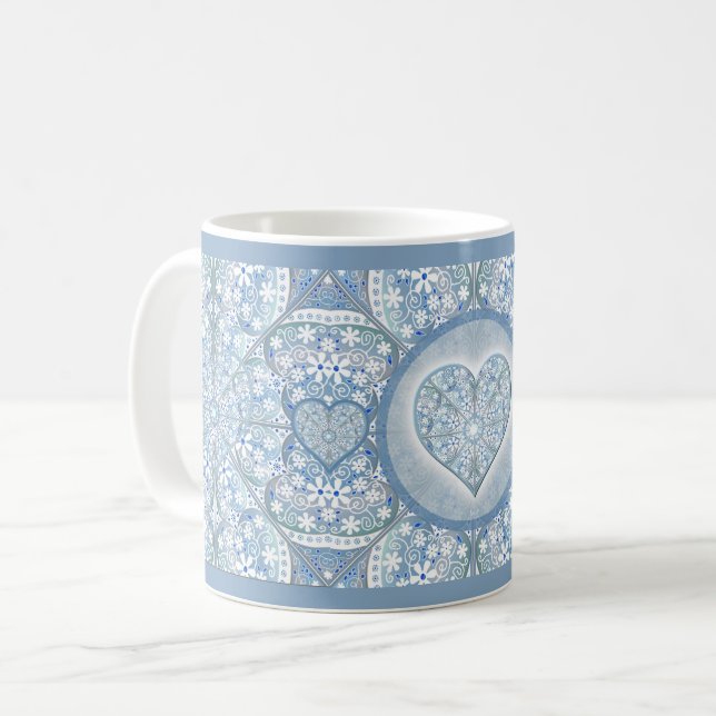 Ljusblå keramisk snöre kaffemugg (Framsida vänster)