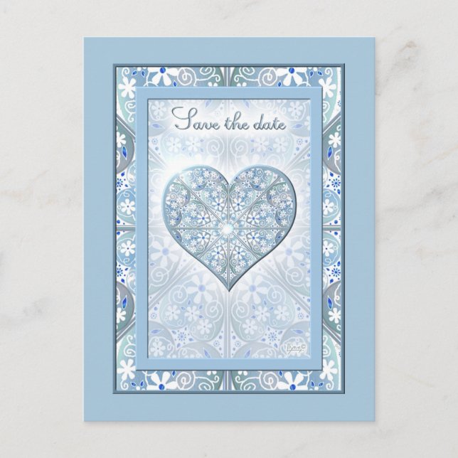 Ljusblå keramisk snöre vykort (Framsida)