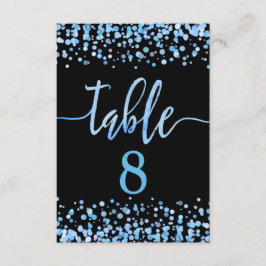 Ljusblå Konfetti Bord Nummer Sittplatskarta Inbjudningar