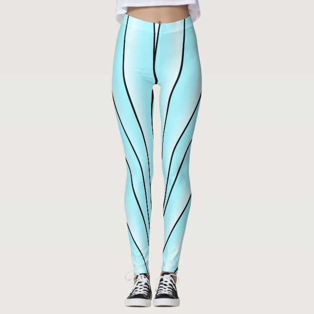 Ljusblå konst dekodesign leggings (Framsida)