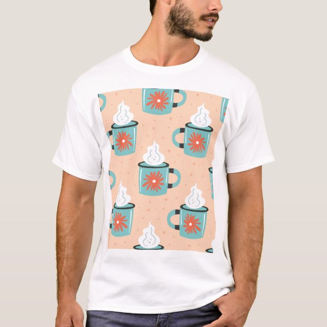 Ljusblå Kopp utan sjölöst Mönster. T Shirt (Framsida)