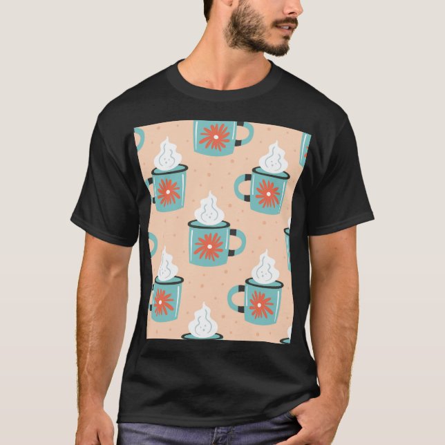 Ljusblå Kopp utan sjölöst Mönster. T Shirt (Framsida)