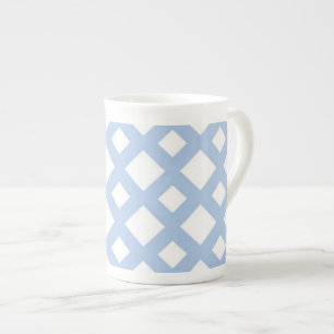 Ljusblå lattice på vitt benporslin mugg