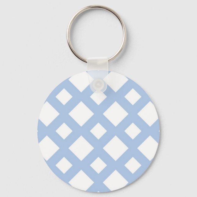 Ljusblå lattice på vitt nyckelring (Framsida)
