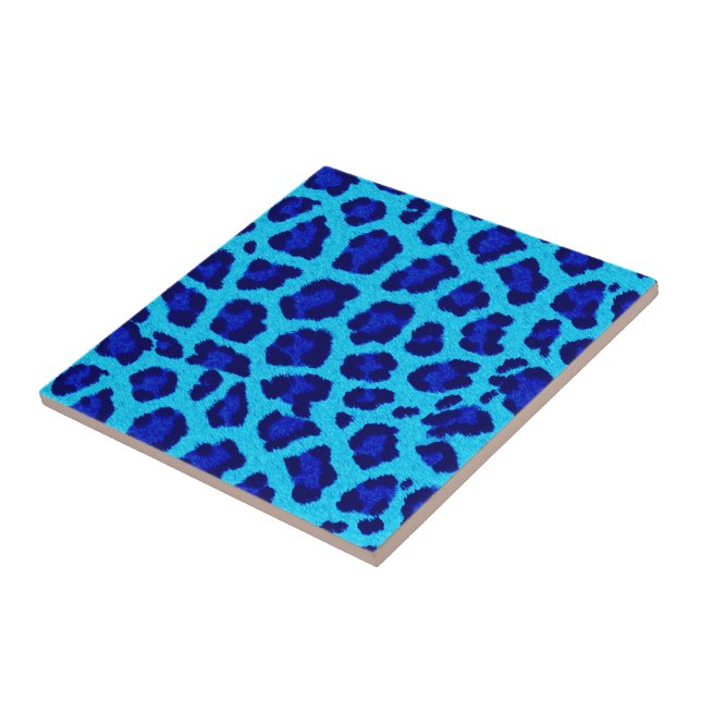 Ljusblå leopard Skriv ut keramik Tile Kakelplatta (Sidan)
