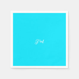 Ljusblå lysande enfärgade begynnelsebokstäver namn pappersservett