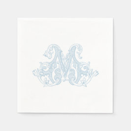 Ljusblå "M" Monogram Pappersservetter för Cocktail