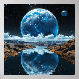 Ljusblå måne poster