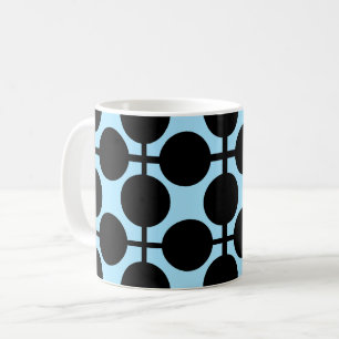 Ljusblå med svart geometrisk kaffemugg